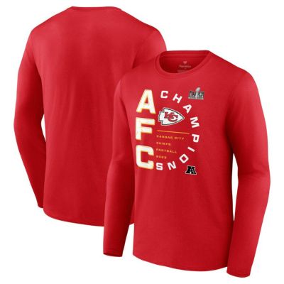 NFL チーフス Tシャツ 2023 AFC 優勝記念 Right Side Draw Long Sleeve T-Shirt Fanatics Branded レッド