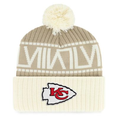 NFL チーフス キャップ 第58回スーパーボウル進出記念 Double Cuffed Knit Hat with Pom 47Brand カーキ/クリーム