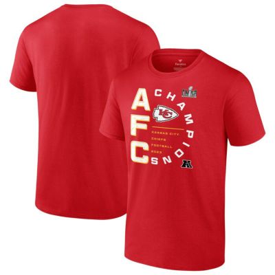 NFL チーフス Tシャツ 2023 AFC 優勝記念 Right Side Draw T-Shirt Fanatics Branded レッド