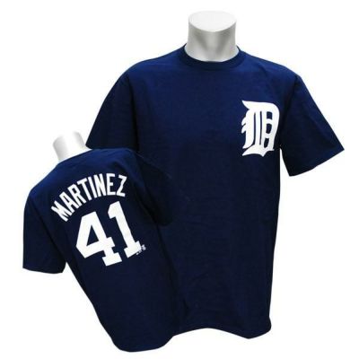 リニューアル記念メガセール MLB デトロイト・タイガース ビクター・マルティネス Tシャツ ネイビー マジェスティック Player Tシャツ 