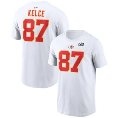 NFL トラビス・ケルス チーフス Tシャツ 第58回スーパーボウル進出記念 Patch Player Name & Number T-Shirt ナイキ/Nike ホワイト