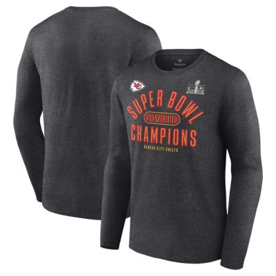 NFL チーフス Tシャツ 第58回 スーパーボウル 優勝記念 Under The Lights ロングスリーブ T-Shirt Fanatics ヘザーチャコール