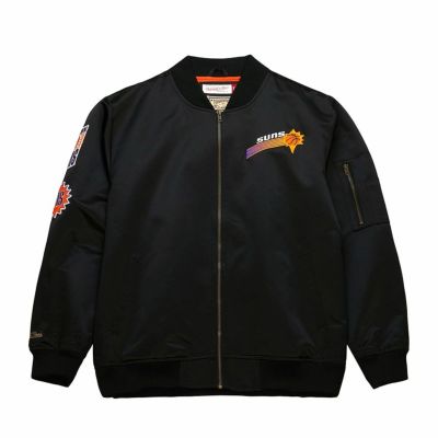 NBA フェニックス・サンズ ジャケット サテン ボンバージャケット ライトウェイト ミッチェル＆ネス/Mitchell & Ness ブラック