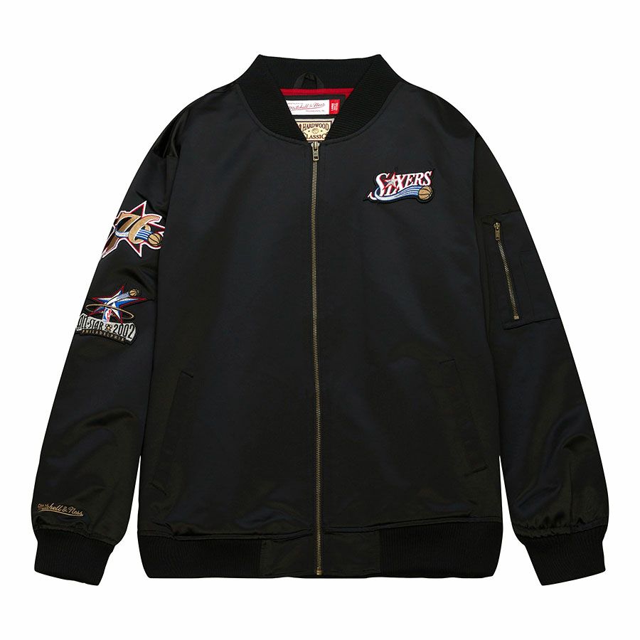 NBA 76ers ジャケット サテン ボンバージャケット ライトウェイト 