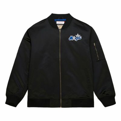 NBA オーランド・マジック ジャケット サテン ボンバージャケット ライトウェイト ミッチェル＆ネス/Mitchell & Ness ブラック