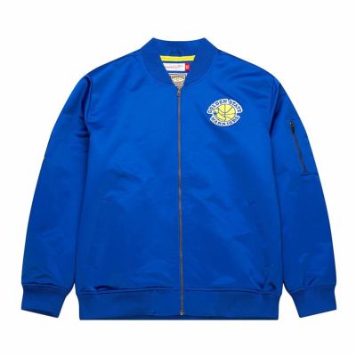 NBA ウォリアーズ ジャケット サテン ボンバージャケット ライトウェイト ミッチェル＆ネス/Mitchell & Ness ロイヤル