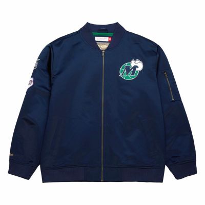 NBA マーベリックス ジャケット サテン ボンバージャケット ライトウェイト ミッチェル＆ネス/Mitchell & Ness ネイビー