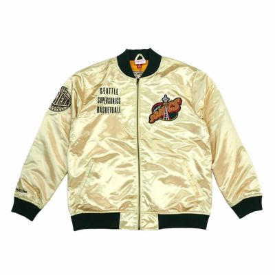 NBA シアトル・スーパーソニックス ジャケット サテン ヴィンテージロゴ  ライトウェイト ミッチェル＆ネス/Mitchell & Ness ゴールド