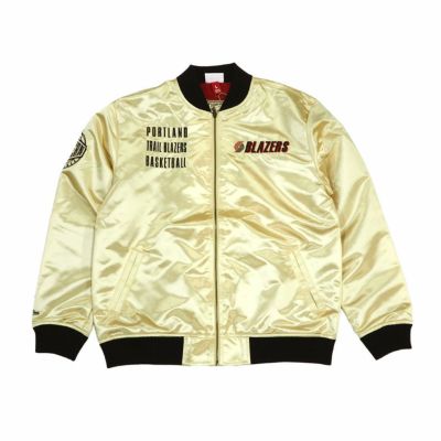 NBA トレイルブレイザーズ ジャケット サテン ヴィンテージロゴ  ライトウェイト ミッチェル＆ネス/Mitchell & Ness ゴールド