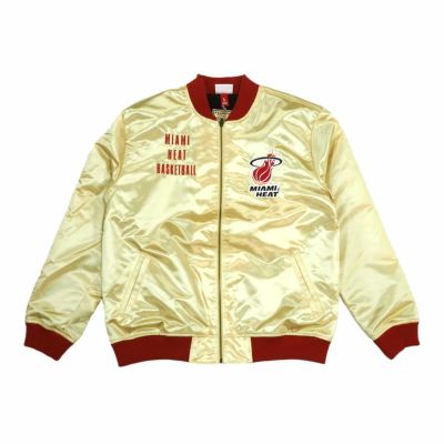 NBA マイアミ・ヒート ジャケット サテン ヴィンテージロゴ  ライトウェイト ミッチェル＆ネス/Mitchell & Ness ゴールド