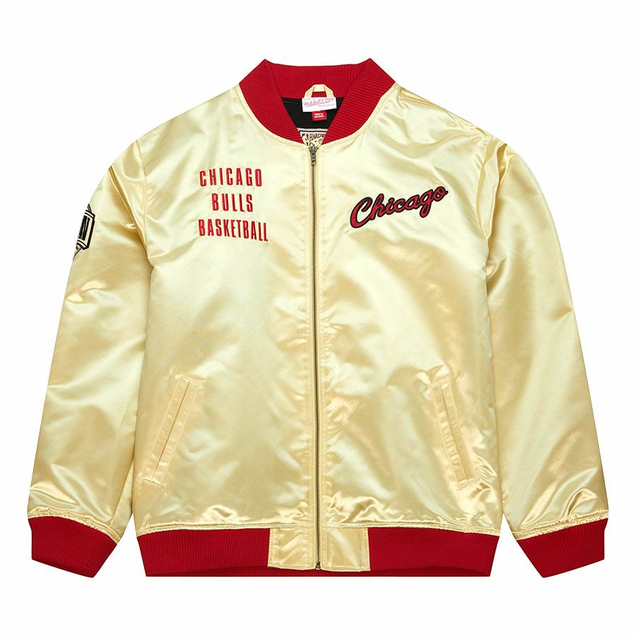 NBA シカゴ・ブルズ ジャケット Heavyweight Satin Jacket ミッチェル  