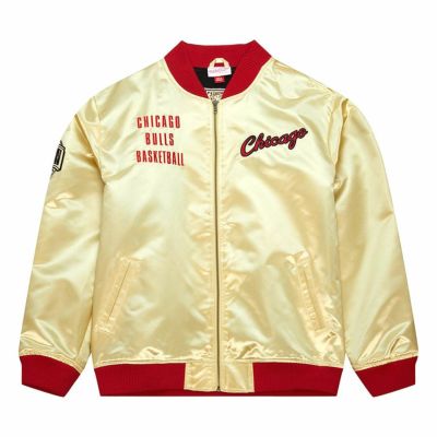 NBA シカゴ・ブルズ ジャケット サテン ヴィンテージロゴ  ライトウェイト ミッチェル＆ネス/Mitchell & Ness ゴールド