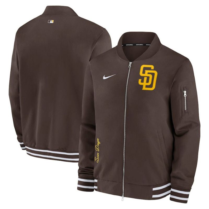 MLB パドレス ジャケット 2024 選手着用モデル オーセンティック Full-Zip Bomber Jacket ナイキ/Nike ブラウン |  セレクション | MLB NBA NFL プロ野球グッズ専門店 公式オンラインストア