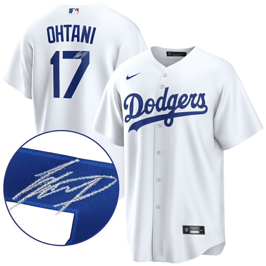 MLB 大谷翔平 ドジャース ユニフォーム サイン刺繍 シルバー レプリカ  