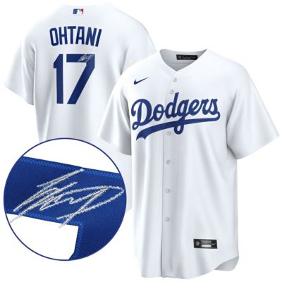 MLB 大谷翔平 ドジャース ユニフォーム サイン刺繍 シルバー レプリカ Customized Replica Jersey ナイキ/Nike ホワイト