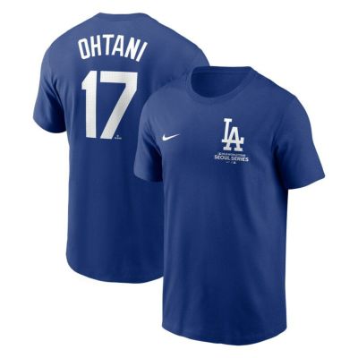 MLB 大谷翔平 ドジャース Tシャツ 2024 MLB World Tour ソウルシリーズ ネーム&ナンバー T-Shirt LAロゴ ナイキ/Nike ロイヤル