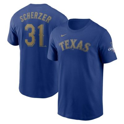 MLB マックス・シャーザー レンジャーズ Tシャツ 2024ゴールドコレクション WS優勝  ネーム＆ナンバー ナイキ/Nike ロイヤル