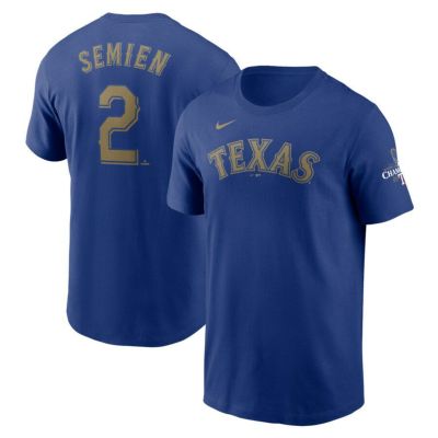 MLB マーカス・セミエン レンジャーズ Tシャツ 2024ゴールドコレクション WS優勝  ネーム＆ナンバー ナイキ/Nike ロイヤル