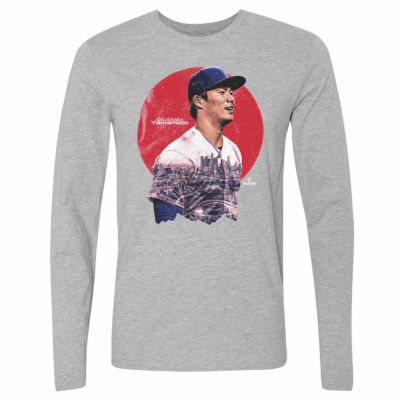 MLB 山本由伸 ドジャース Tシャツ Los Angeles D Portrait WHT Long Sleeve T-Shirt 500Level ヘザーグレー