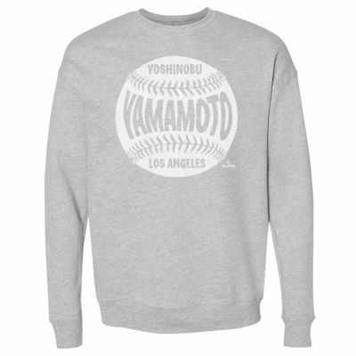 MLB 山本由伸 ドジャース スウェット Los Angeles D Baseball WHT Sweat Crewneck T-Shirt 500Level ヘザーグレー