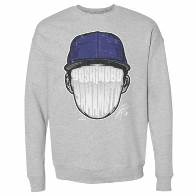 MLB 山本由伸 ドジャース スウェット Los Angeles D Player Silhouette WHT Sweat Crewneck T-Shirt 500Level ヘザーグレー