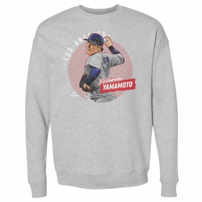 MLB 山本由伸 ドジャース スウェット Los Angeles D Dots WHT Sweat Crewneck T-Shirt 500Level ヘザーグレー