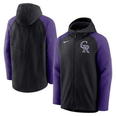 MLB ロッキーズ パーカー オーセンティックコレクション AC Raglan フルジップ フーディー ナイキ/Nike ブラック パープル