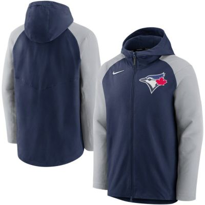 MLB ブルージェイズ パーカー オーセンティックコレクション AC Raglan フルジップ フーディー ナイキ/Nike ネイビー グレー