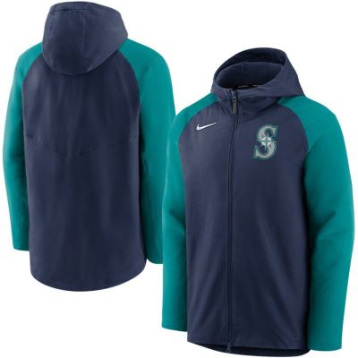MLB マリナーズ パーカー オーセンティックコレクション AC Raglan フルジップ フーディー ナイキ/Nike ネイビー アクア