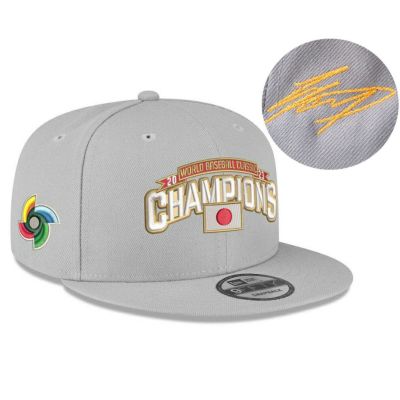 WBC 大谷翔平 侍ジャパン キャップ サイン刺繍 2023 優勝記念ロッカールーム 日本代表 9FIFTY ニューエラ/New Era グレー