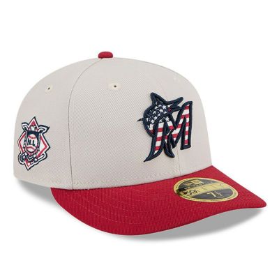 MLB マーリンズ キャップ 2024 独立記念日 Fourth of July 59FIFTY Low Profile ニューエラ/New Era カーキ レッド