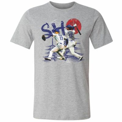MLB 大谷翔平 ドジャース Tシャツ 【New Model】 Los Angeles D SHO Dual WHT T-Shirt 500Level ヘザーグレー