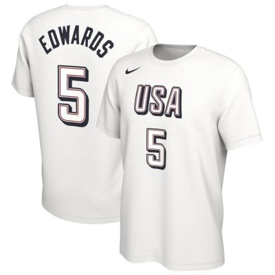 アンソニー・エドワーズ アメリカ代表 Tシャツ USA バスケットボール 2024 ネーム＆ナンバーTee ナイキ/Nike ホワイト