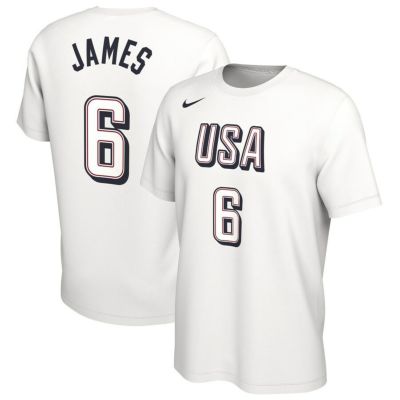 レブロン・ジェームズ アメリカ代表 Tシャツ USA バスケットボール 2024 ネーム＆ナンバーTee ナイキ/Nike ホワイト