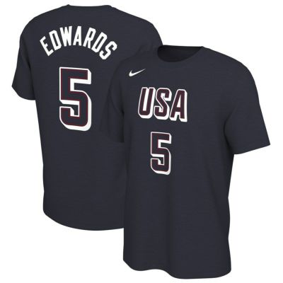 アンソニー・エドワーズ アメリカ代表 Tシャツ USA バスケットボール 2024 ネーム＆ナンバーTee ナイキ/Nike ネイビー