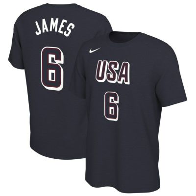 レブロン・ジェームズ アメリカ代表 Tシャツ USA バスケットボール 2024 ネーム＆ナンバーTee ナイキ/Nike ネイビー