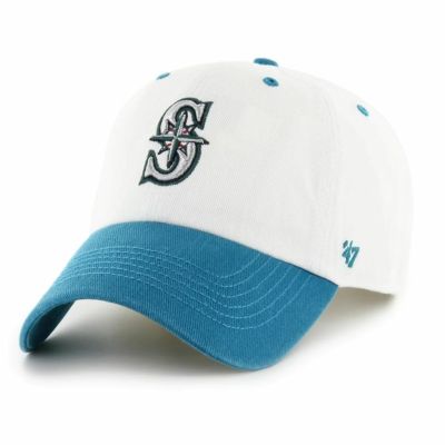 MLB マリナーズ キャップ Double Header Clean Up Cap 47Brand ホワイト / ダークティール
