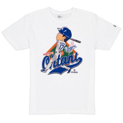 MLB 大谷翔平 ドジャース Tシャツ 【海外版】バッティング デザイン T-Shirt ニューエラ/New Era ホワイト【2411FSPR】