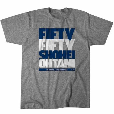 MLB 大谷翔平 ドジャース Tシャツ 【海外限定版】50/50達成記念 Stack T-Shirt BreakingT グレー