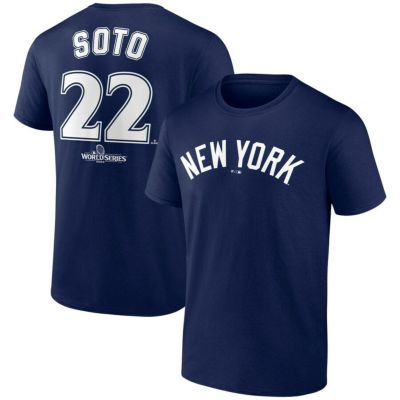 MLB フアン・ソト ヤンキース Tシャツ 2024 ワールドシリーズ進出記念 Push Limits ネーム＆ナンバー Fanatics  ネイビー