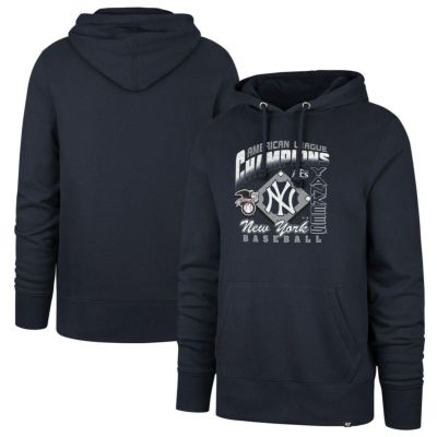 MLB ヤンキース パーカー 2024 アメリカンリーグ優勝記念 Headline Pullover Hoodie 47Brand ネイビー