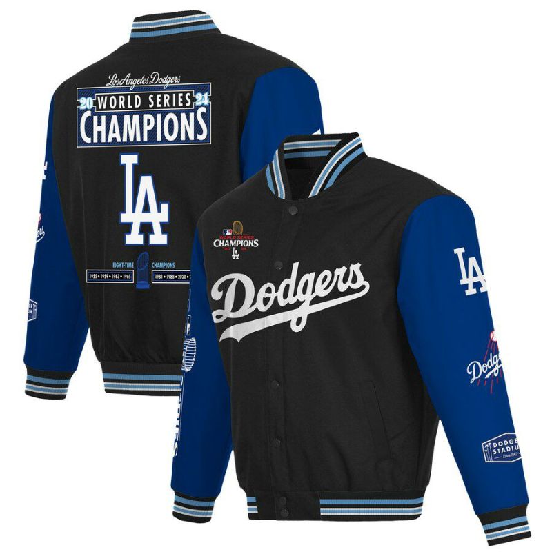 MLB ドジャース ジャケット 【海外版】8Time ワールドシリーズ優勝 Poly Twill Full-Snap Jacket JH Design  Black/Royal | セレクション | MLB NBA NFL プロ野球グッズ専門店 公式オンラインストア