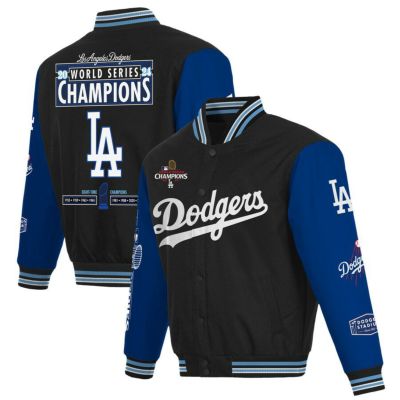 MLB ドジャース ジャケット 【海外版】8Time ワールドシリーズ優勝 Poly Twill Full-Snap Jacket JH Design Black/Royal