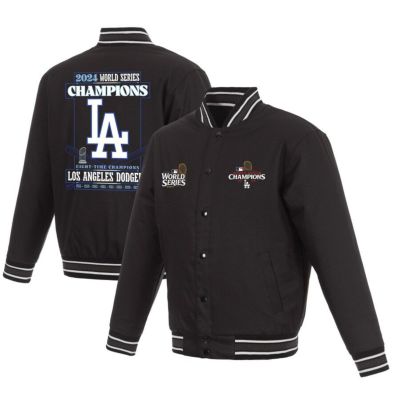 MLB ドジャース ジャケット 【海外版】8Time ワールドシリーズ優勝 Full-Snap Poly Twill Jacket JH Design ブラック