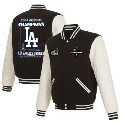 MLB ドジャース ジャケット 【海外版】8Time ワールドシリーズ優勝 Full-Snap Varsity Jacket リバーシブル JH Design ブラック