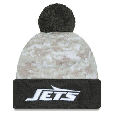 NFL ジェッツ ニットキャップ サルートトゥサービス2024 Cuffed Knit Hat with Pom ニューエラ/New Era ホワイト グラファイト