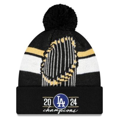 MLB ドジャース ニットキャップ 【海外版】ワールドシリーズ2024優勝記念 ロッカールーム Cuffed Knit ニューエラ/New Era ブラック【2411FSPR】