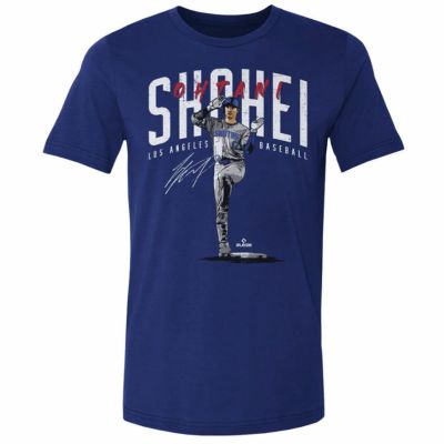MLB 大谷翔平 ドジャース Tシャツ Los Angeles D Base Pose WHT 500Level ロイヤルブルー【2411FSPR】
