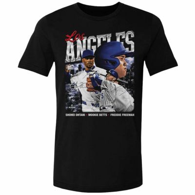 MLB 大谷翔平 ムーキー・ベッツ フレディ・フリーマン ドジャース Tシャツ Los Angeles D Trio WHT 500Level ブラック【2411FSPR】