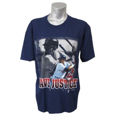 MLB インディアンス デビッド・ジャスティス プレイヤー フォト Tシャツ スターター/Starter ネイビー レアアイテム【OCSL】 2212msg